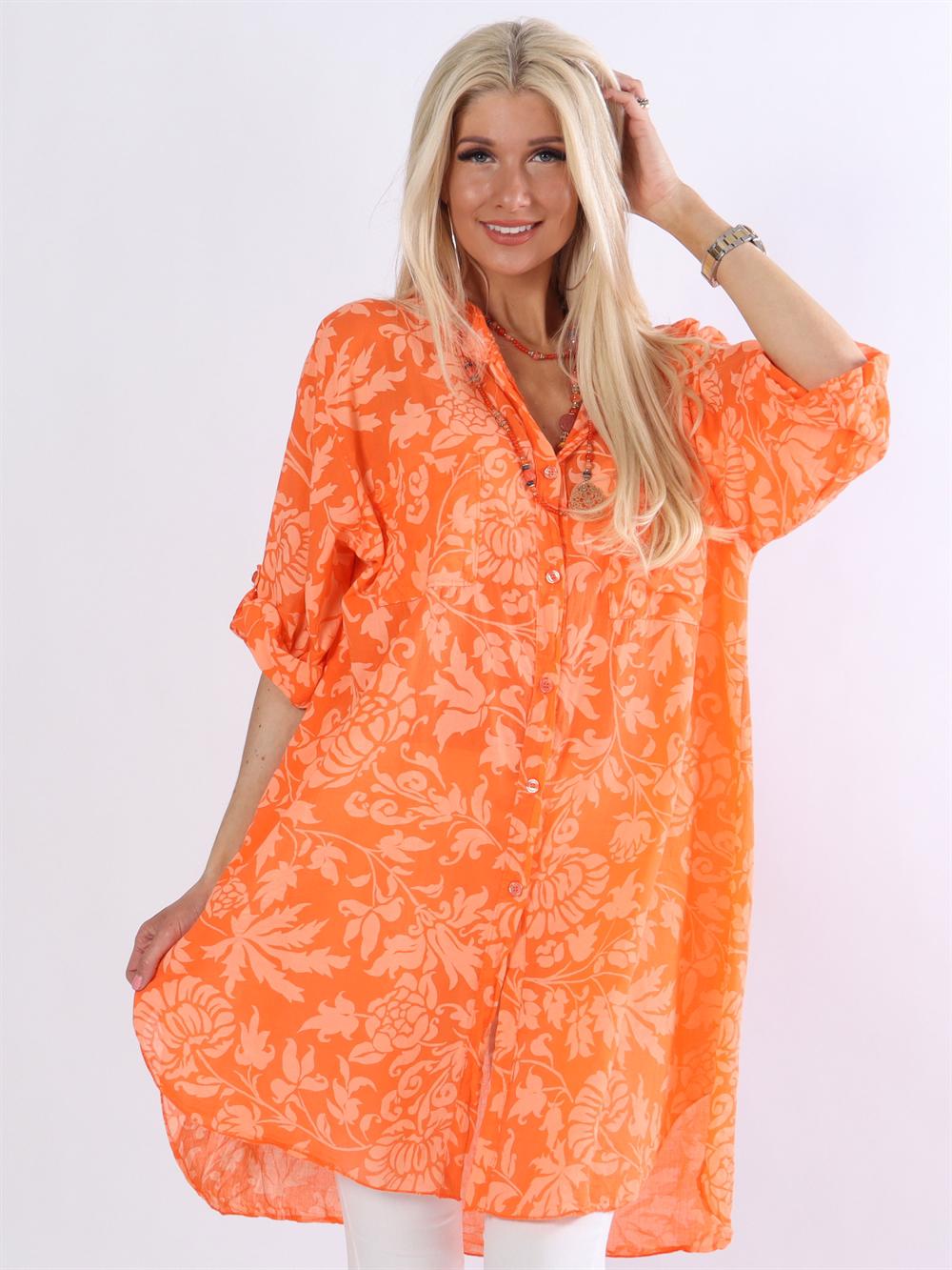 Ardita - Skjorta med bladmönster och bröstfickor